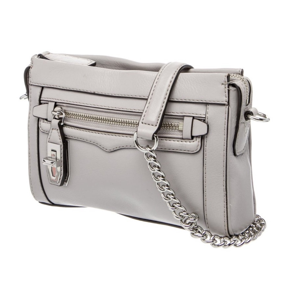 REBECCA MINKOFF AVERY LEATHER CROSSBODY IN DOVE GREY PALLADIUM HARDWARE